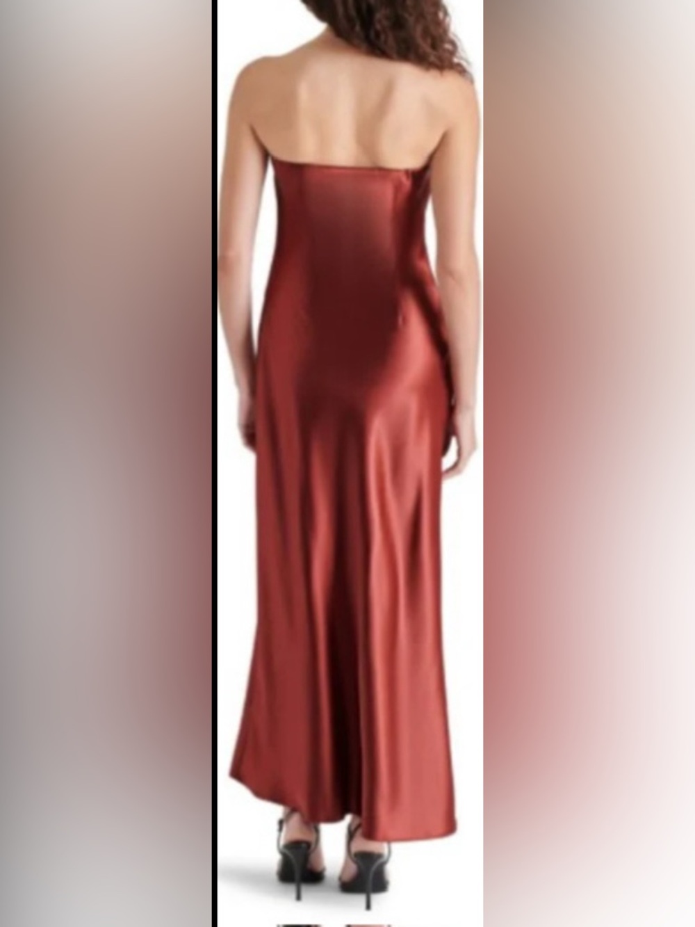 Steve Madden: Strapless Satin Jessamine Dress/Spiced Apple/from Revolve: M - Picture 3 of 6